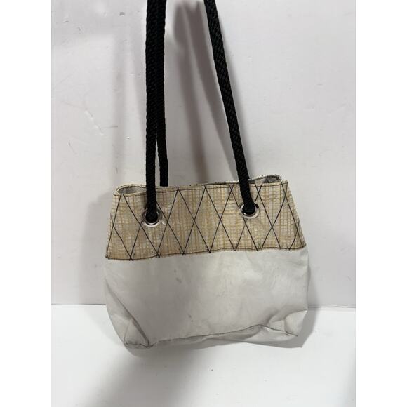 Ella Vickers Sailcloth Collection White Shoulder Handbag Purse Stained** - Picture 1 of 11